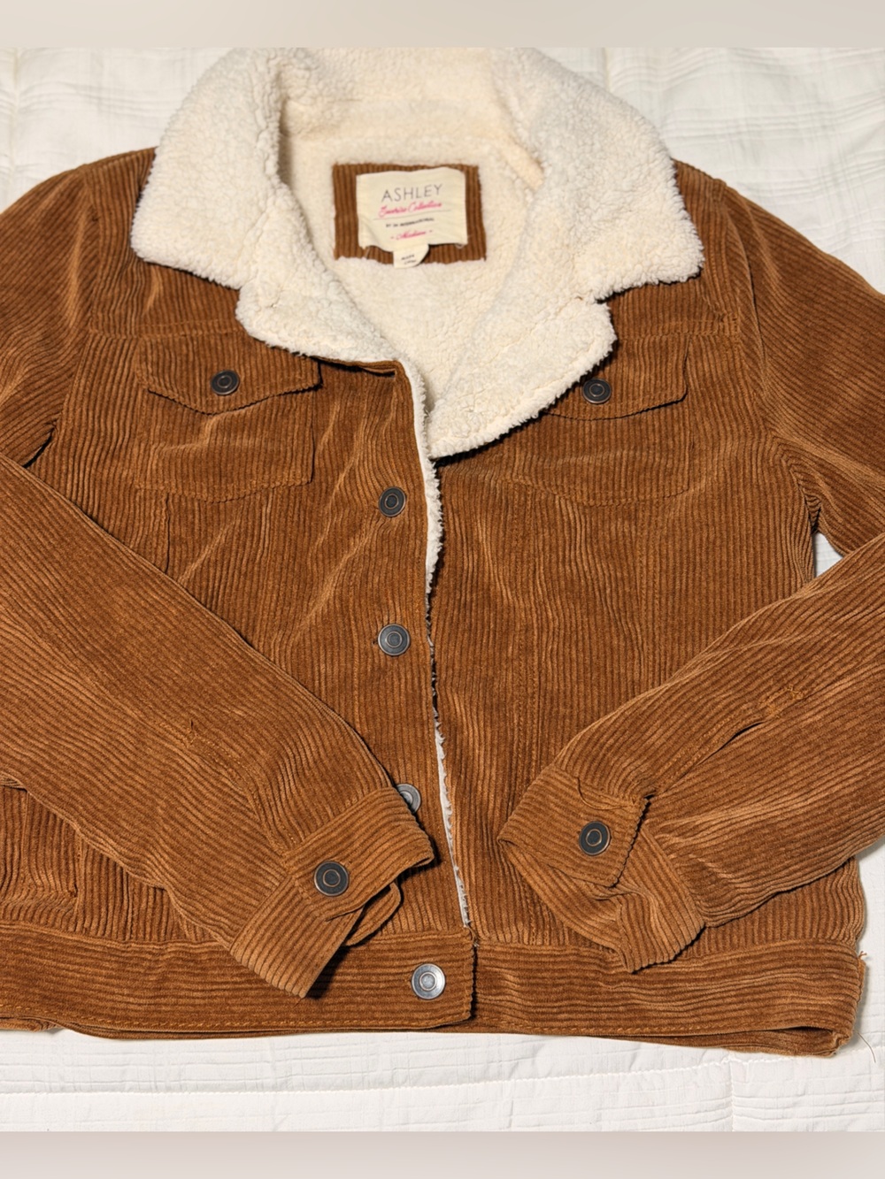 Ashley By 26 International Brown Corduroy Teddy Jacket with Cream Sherpa